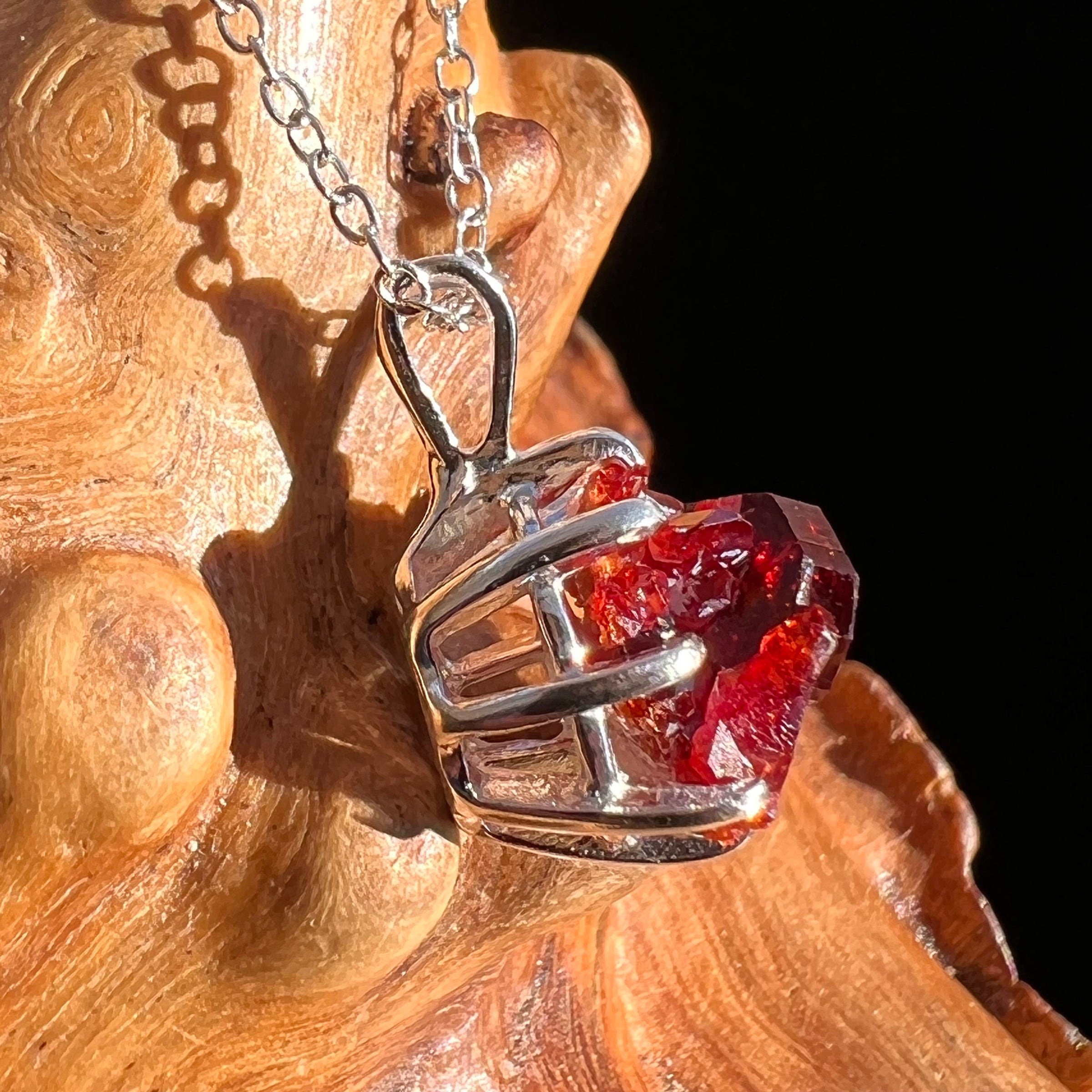 Red Tourmaline Rubellite Necklace Sterling Silver Uvite #3508-Moldavite Life