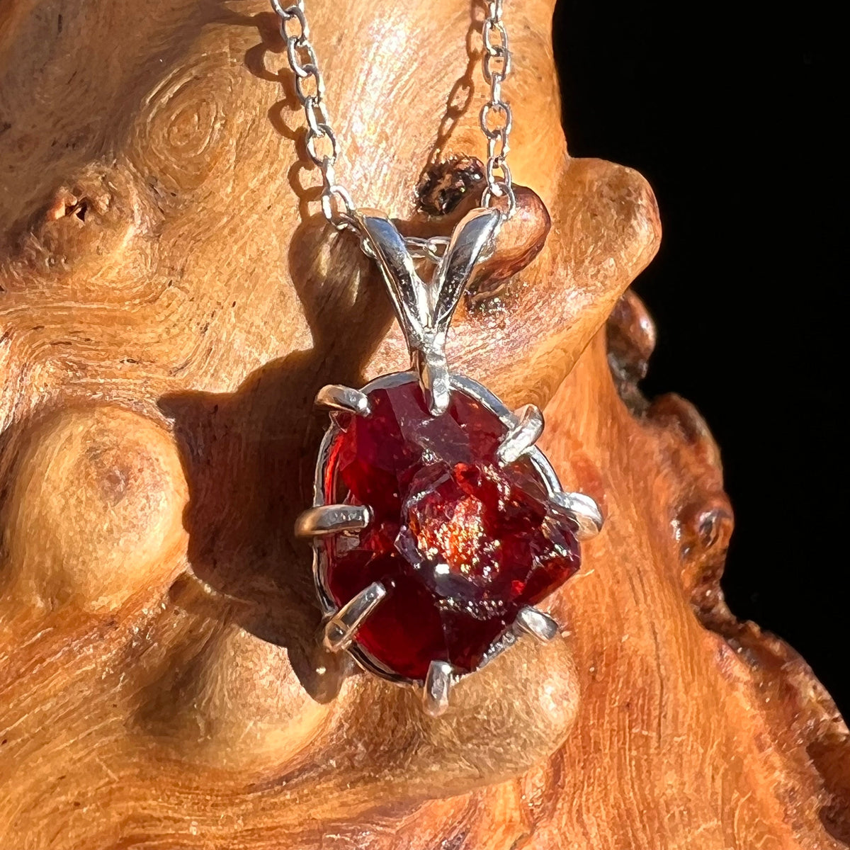Red Tourmaline Rubellite Necklace Sterling Silver Uvite #3509-Moldavite Life