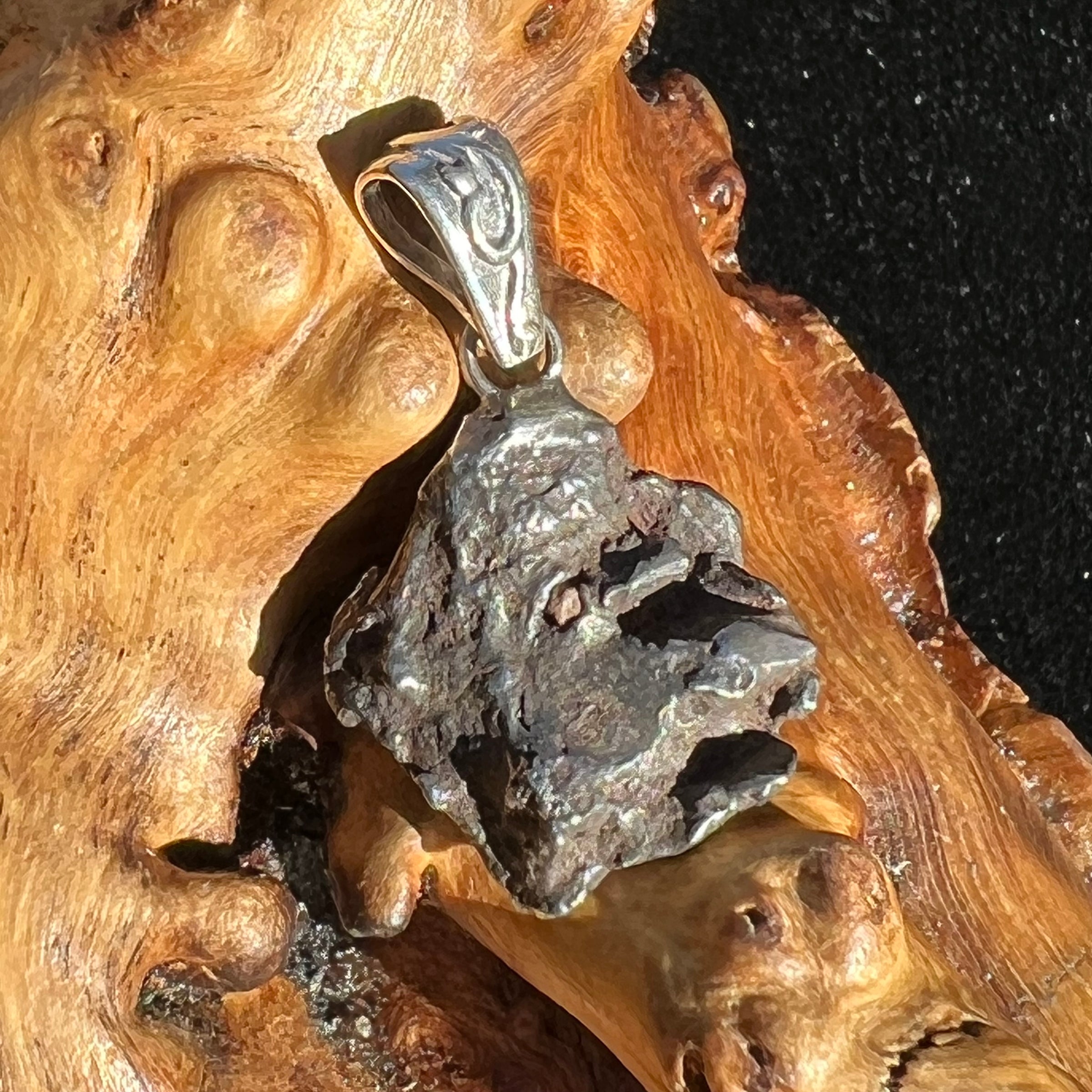 Sikhote Alin Meteorite Pendant Sterling Silver-Moldavite Life