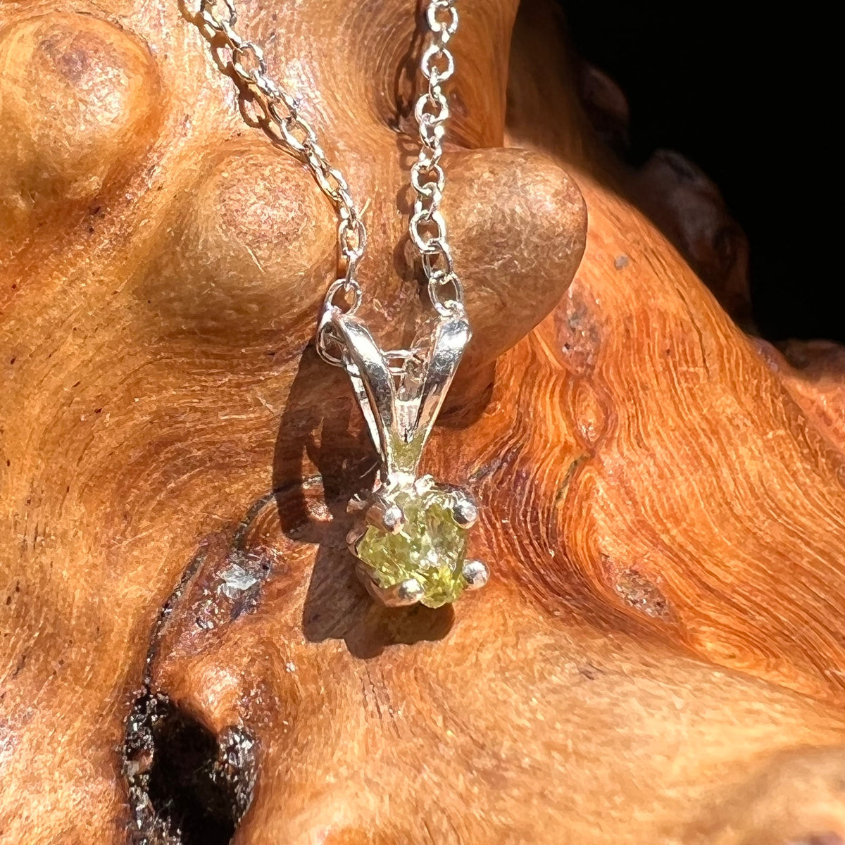 Small Peridot Crystal Necklace Sterling Silver #2663-Moldavite Life