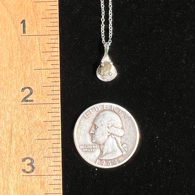 Small Tatahouine Meteorite Necklace Sterling #113-Moldavite Life