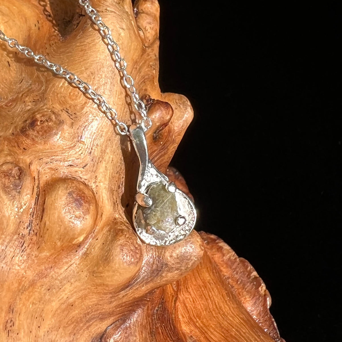 Small Tatahouine Meteorite Necklace Sterling #113-Moldavite Life