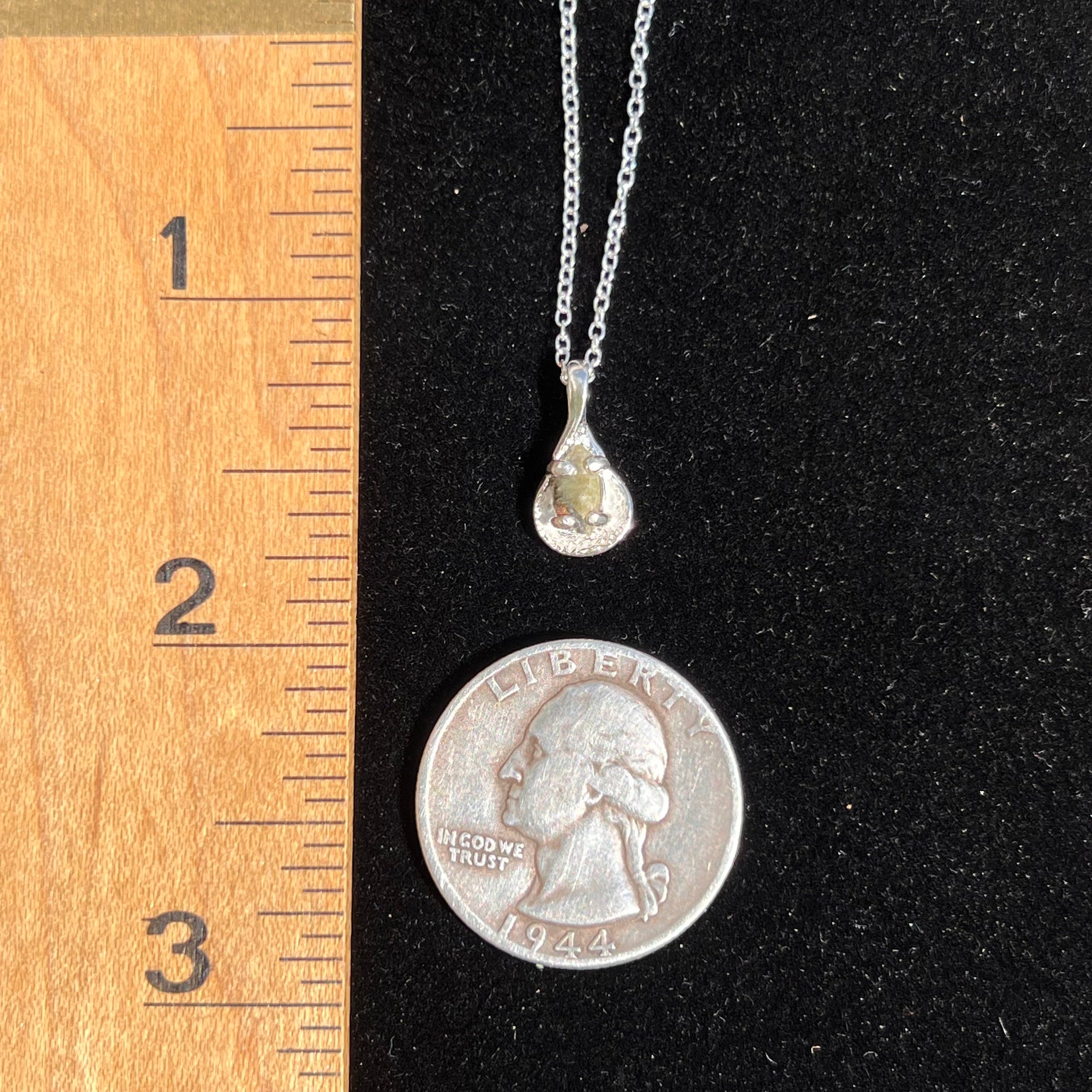 Small Tatahouine Meteorite Necklace Sterling #120-Moldavite Life