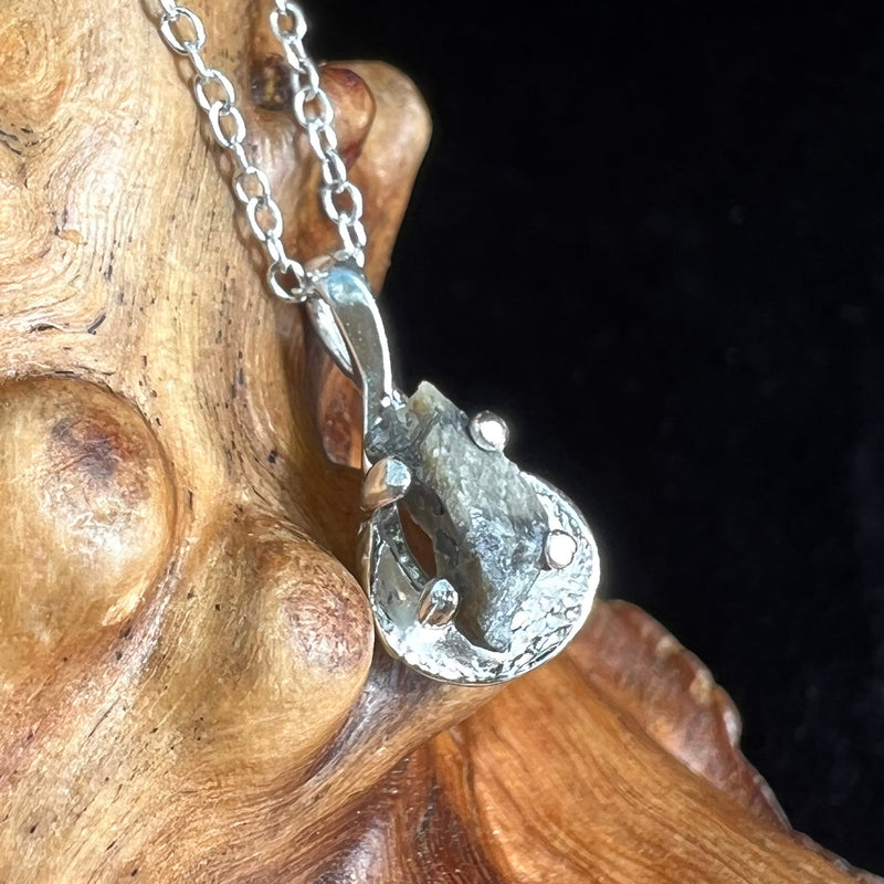 Small Tatahouine Meteorite Necklace Sterling #124-Moldavite Life