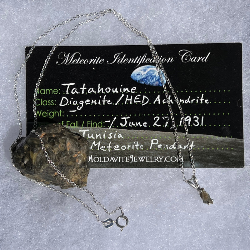 Small Tatahouine Meteorite Necklace Sterling #128-Moldavite Life