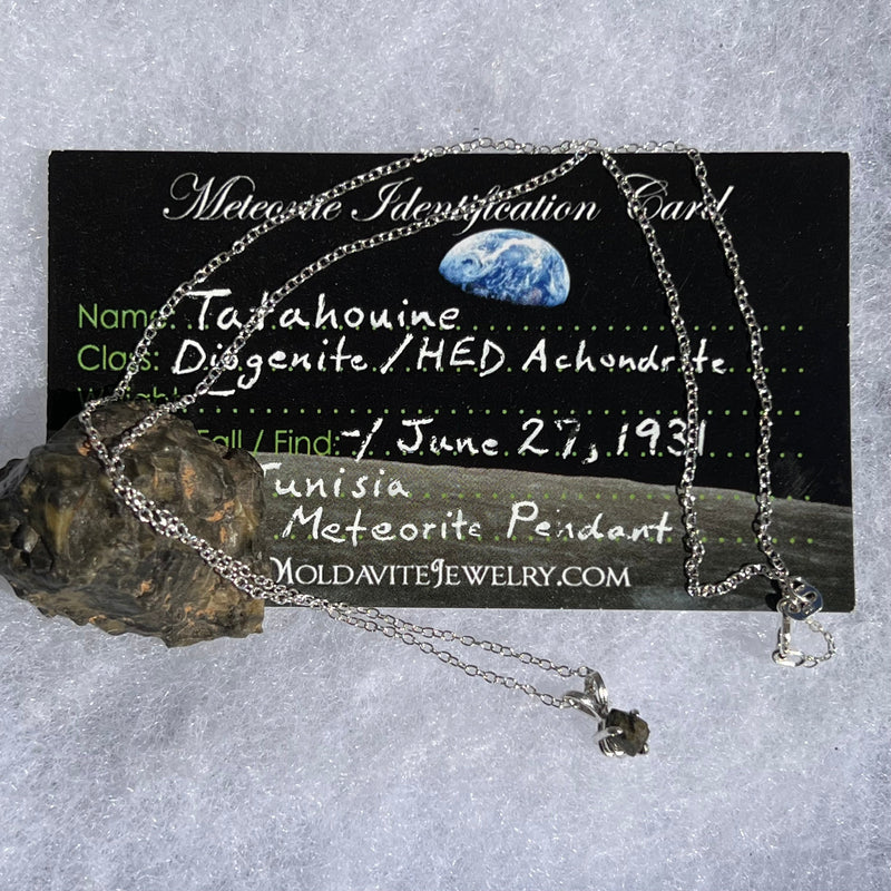 Small Tatahouine Meteorite Necklace Sterling #129-Moldavite Life