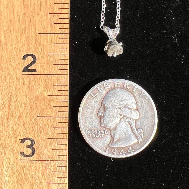 Small Tatahouine Meteorite Necklace Sterling #131-Moldavite Life