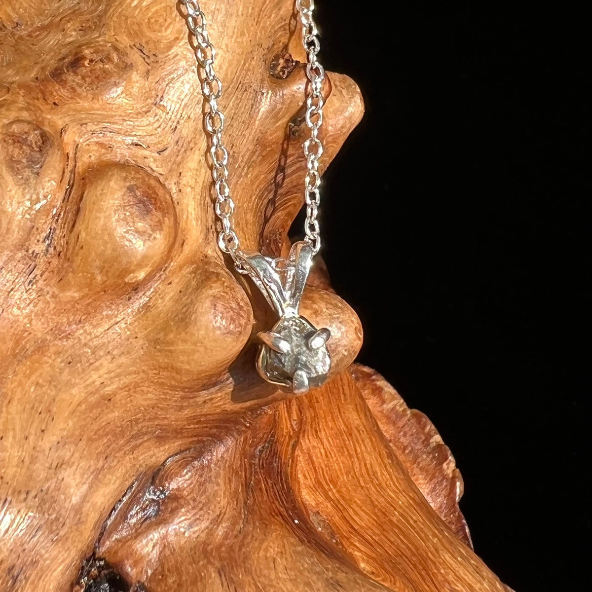 Small Tatahouine Meteorite Necklace Sterling #132-Moldavite Life