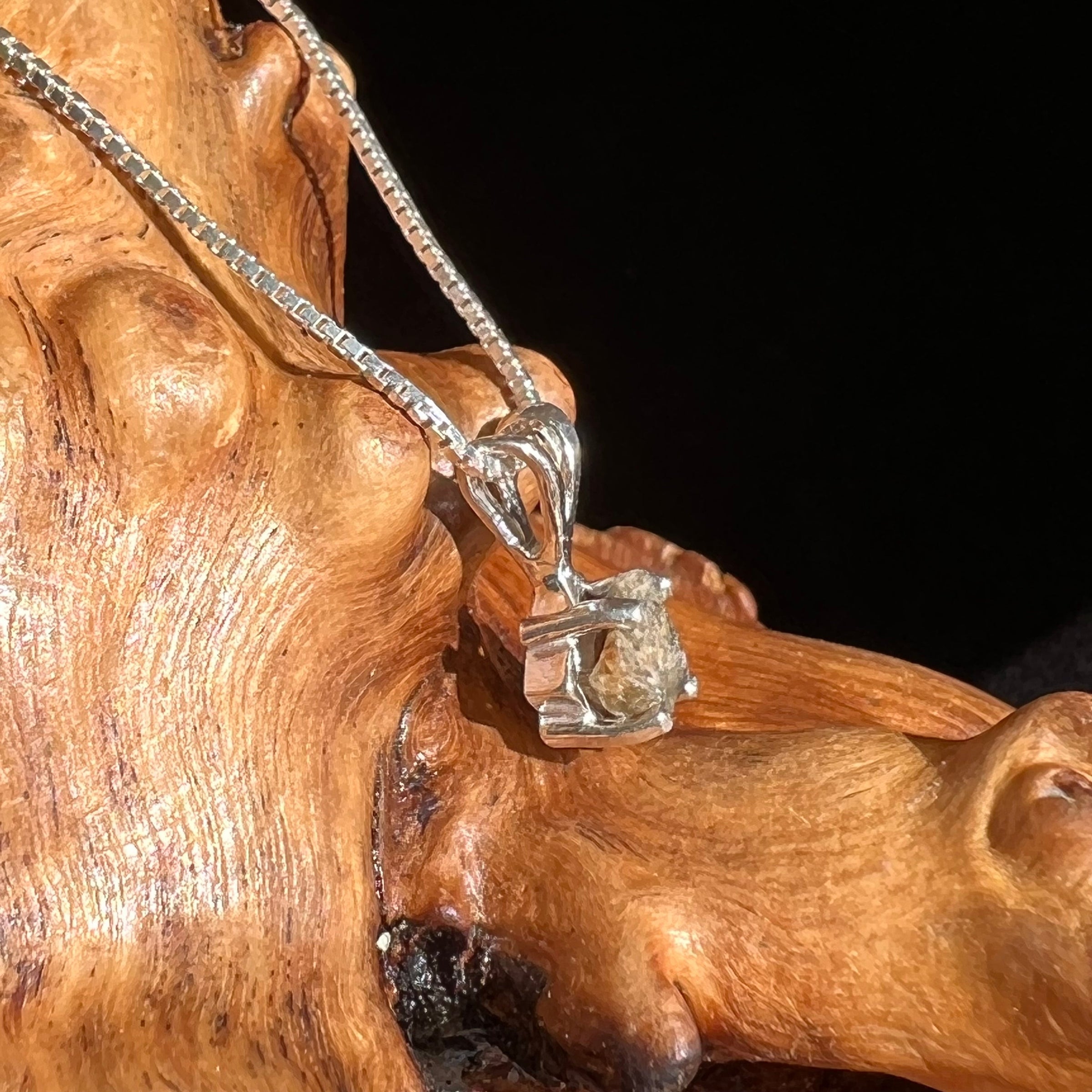 Small Tatahouine Meteorite Necklace Sterling #133-Moldavite Life