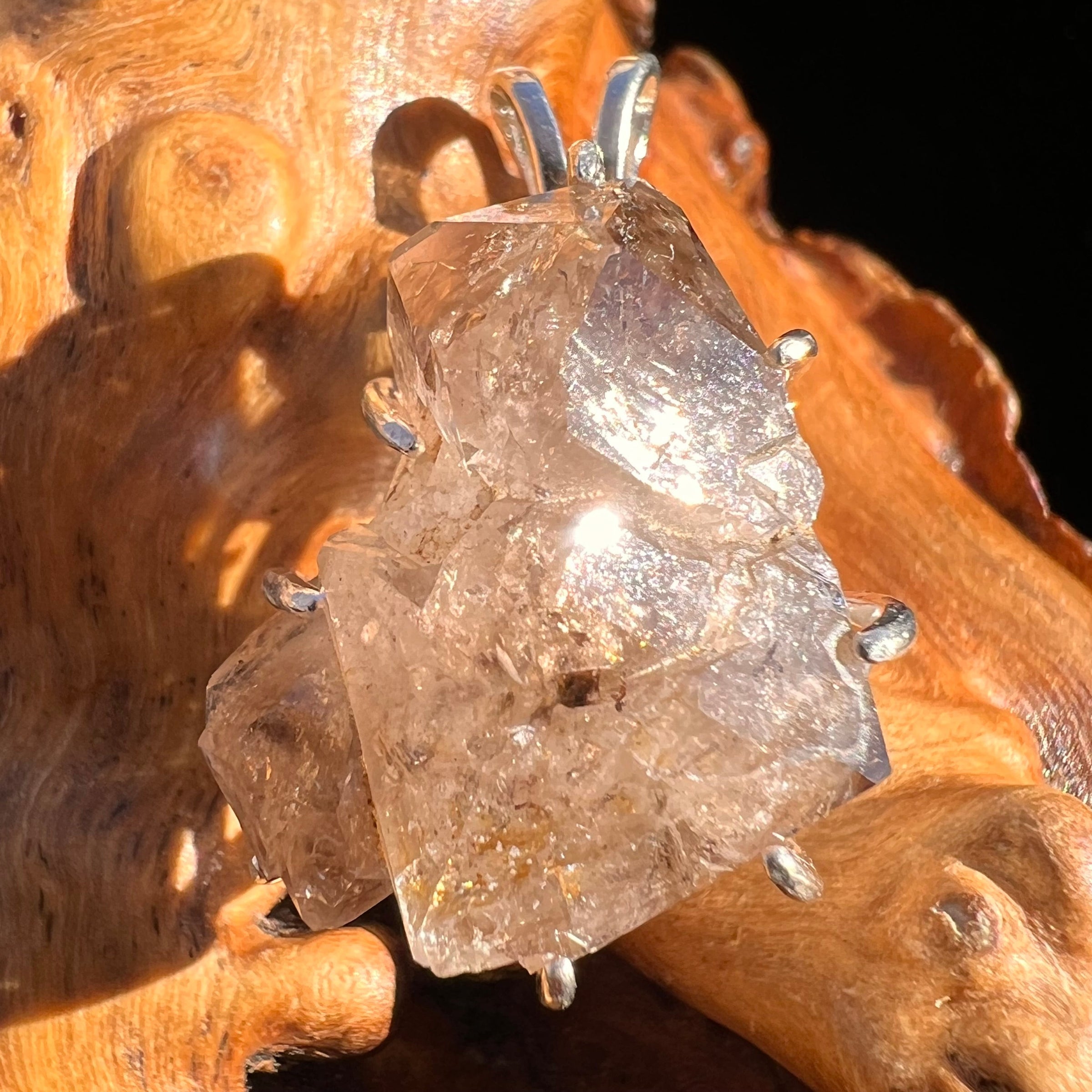 Smokey Quartz Crystal Pendant Sterling #3580-Moldavite Life
