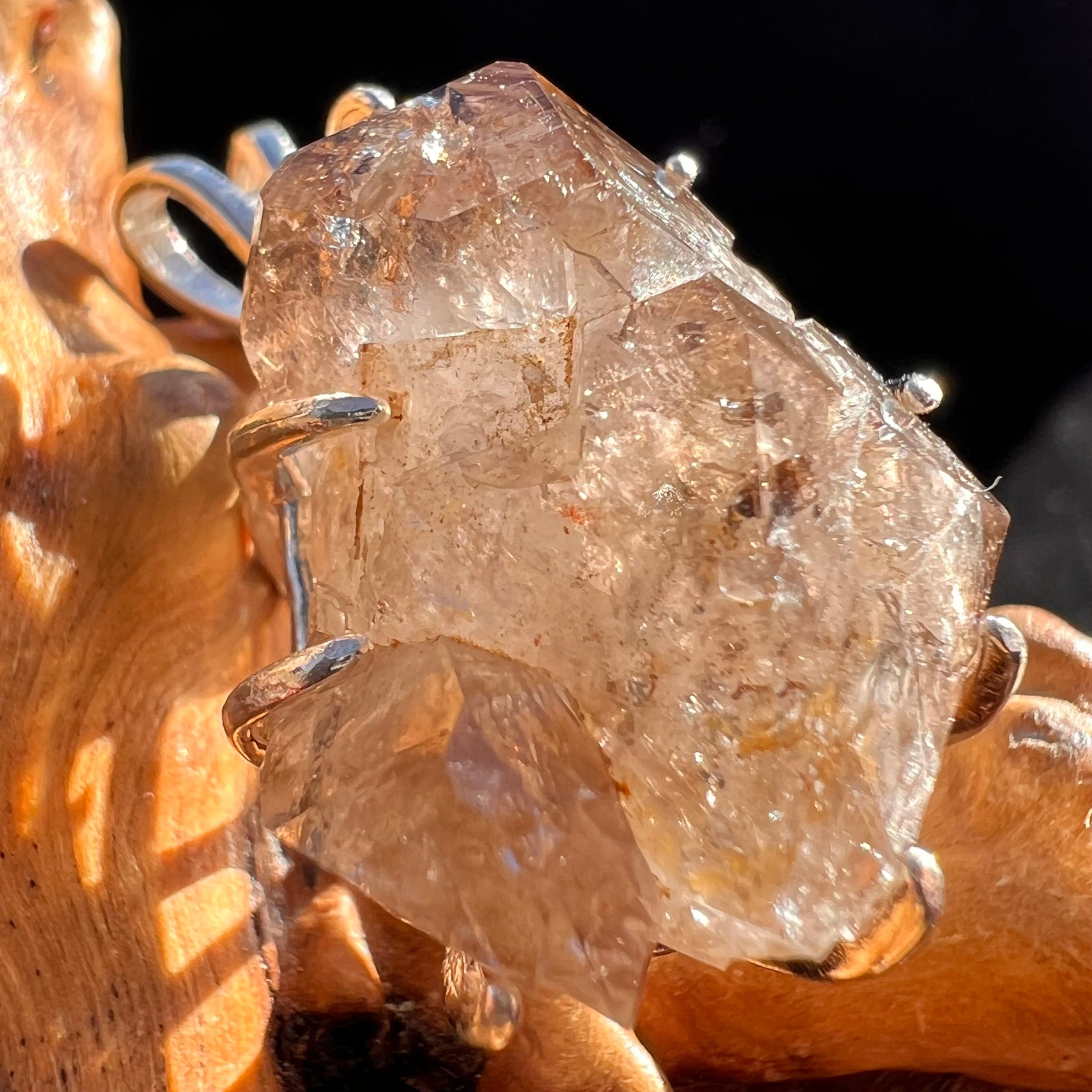 Smokey Quartz Crystal Pendant Sterling #3580-Moldavite Life