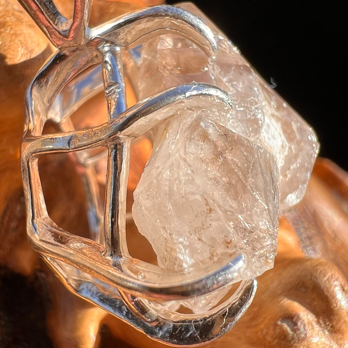 Smokey Quartz Crystal Pendant Sterling #3583-Moldavite Life