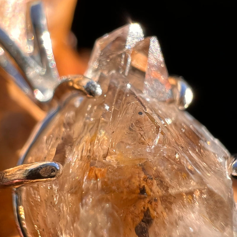 Smokey Quartz Crystal Pendant Sterling #3584-Moldavite Life