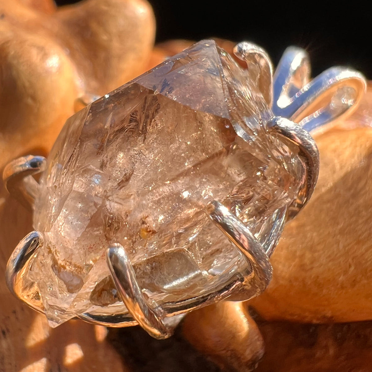 Smokey Quartz Crystal Pendant Sterling #3585-Moldavite Life
