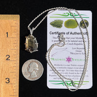 Smoky Citrine Phantom & Moldavite Necklace Sterling #2434-Moldavite Life
