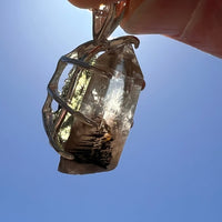 Smoky Citrine Phantom & Moldavite Necklace Sterling #2436-Moldavite Life