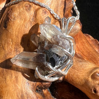 Smoky Citrine Phantom & Moldavite Necklace Sterling #2439-Moldavite Life