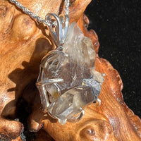 Smoky Citrine Phantom & Moldavite Necklace Sterling #2439-Moldavite Life