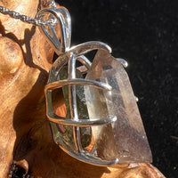 Smoky Citrine Phantom & Moldavite Necklace Sterling #2449-Moldavite Life