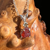 Spessartine Garnet & Moldavite Necklace Sterling #3537-Moldavite Life