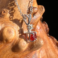 Spessartine Garnet & Moldavite Necklace Sterling #3538-Moldavite Life