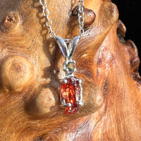 Spessartine Garnet & Moldavite Necklace Sterling #3540-Moldavite Life