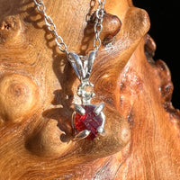 Spessartine Garnet & Moldavite Necklace Sterling #3542-Moldavite Life