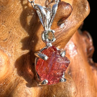 Spessartine Garnet & Moldavite Necklace Sterling #3544-Moldavite Life