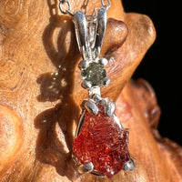 Spessartine Garnet & Moldavite Necklace Sterling #3545-Moldavite Life