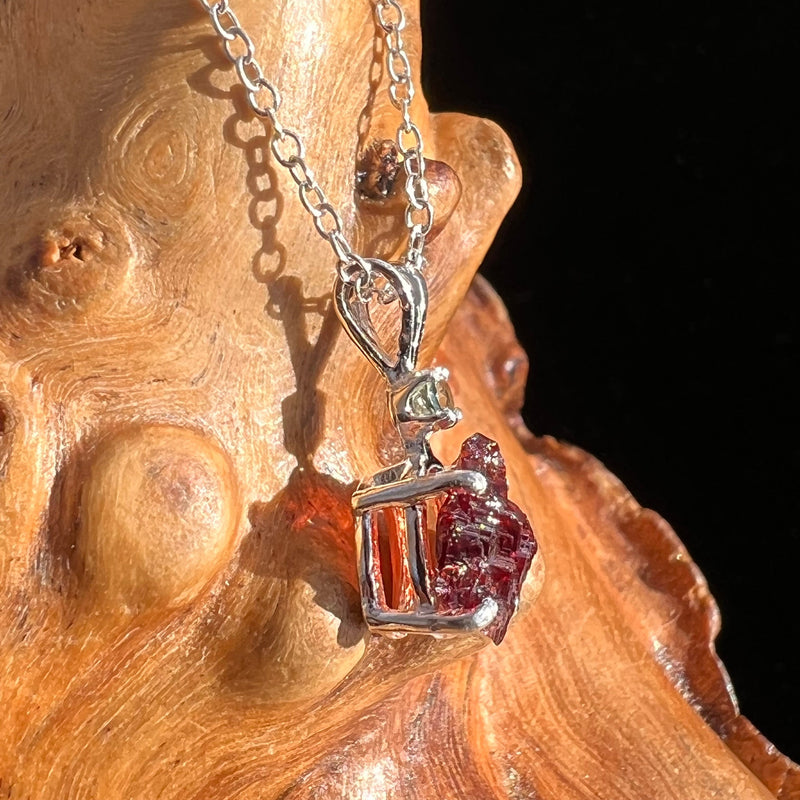 Spessartine Garnet & Moldavite Necklace Sterling #3547-Moldavite Life