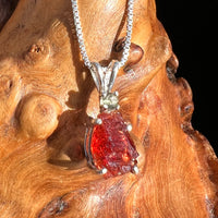Spessartine Garnet & Moldavite Necklace Sterling #3549-Moldavite Life