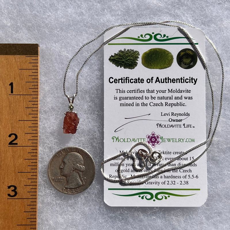 Spessartine Garnet & Moldavite Necklace Sterling #3551-Moldavite Life