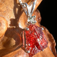 Spessartine Garnet & Moldavite Necklace Sterling #3552-Moldavite Life