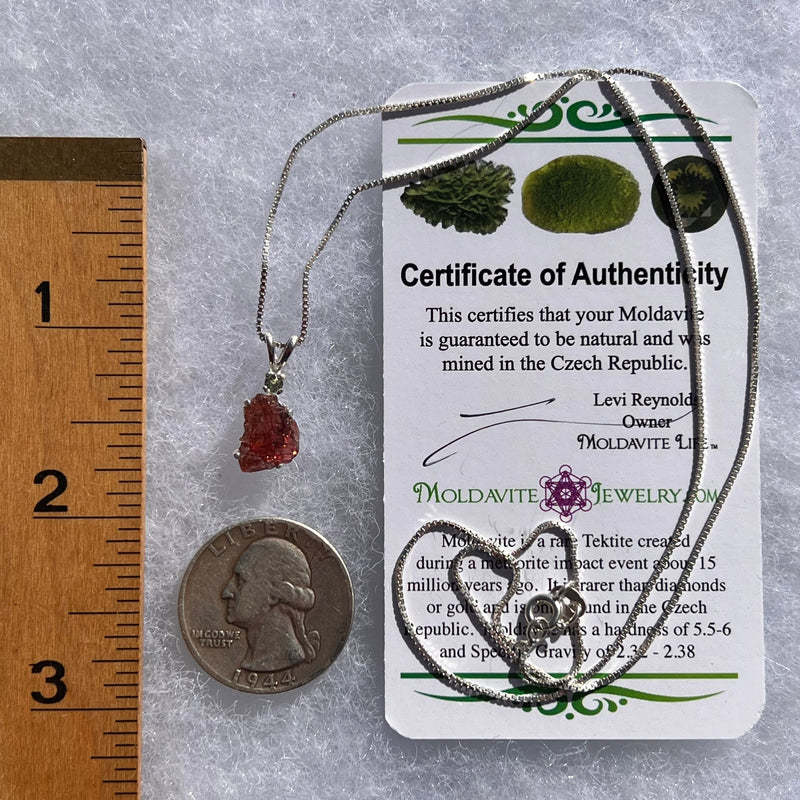 Spessartine Garnet & Moldavite Necklace Sterling #3552-Moldavite Life