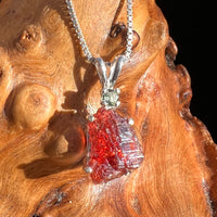 Spessartine Garnet & Moldavite Necklace Sterling #3552-Moldavite Life