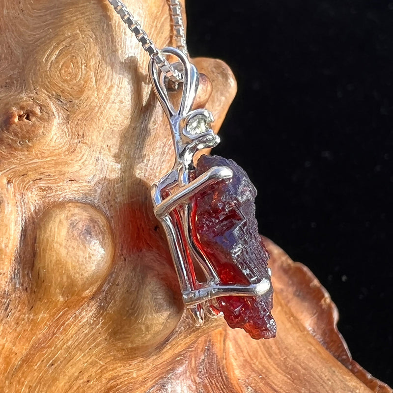 Spessartine Garnet & Moldavite Necklace Sterling #3560-Moldavite Life