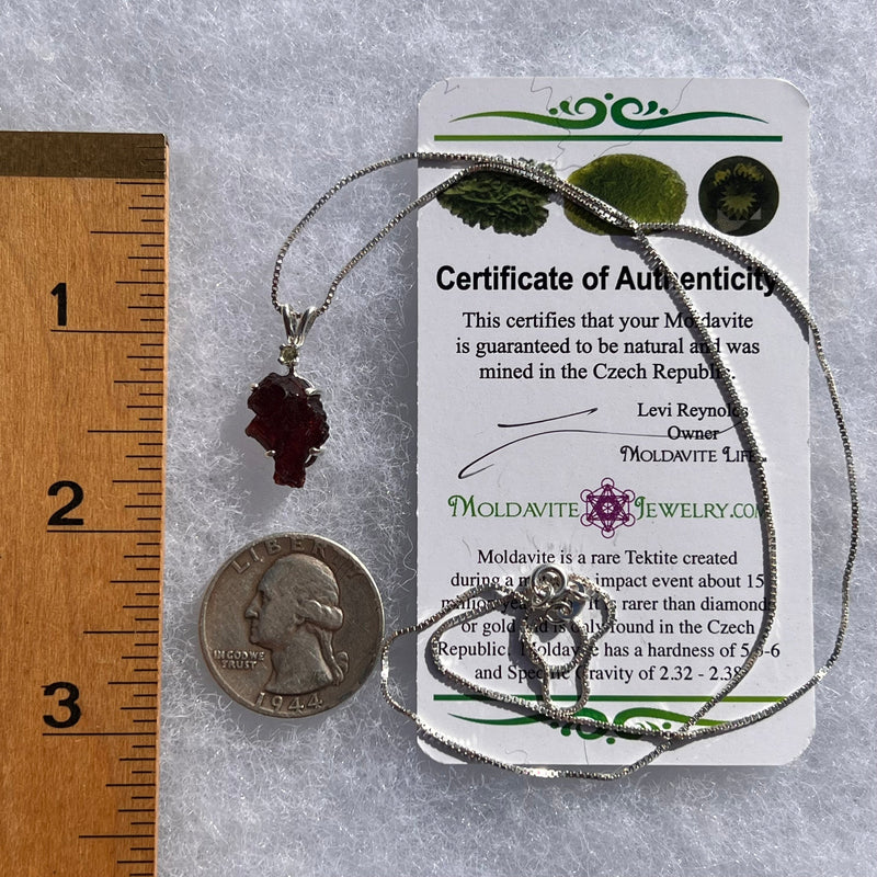 Spessartine Garnet & Moldavite Necklace Sterling #3560-Moldavite Life