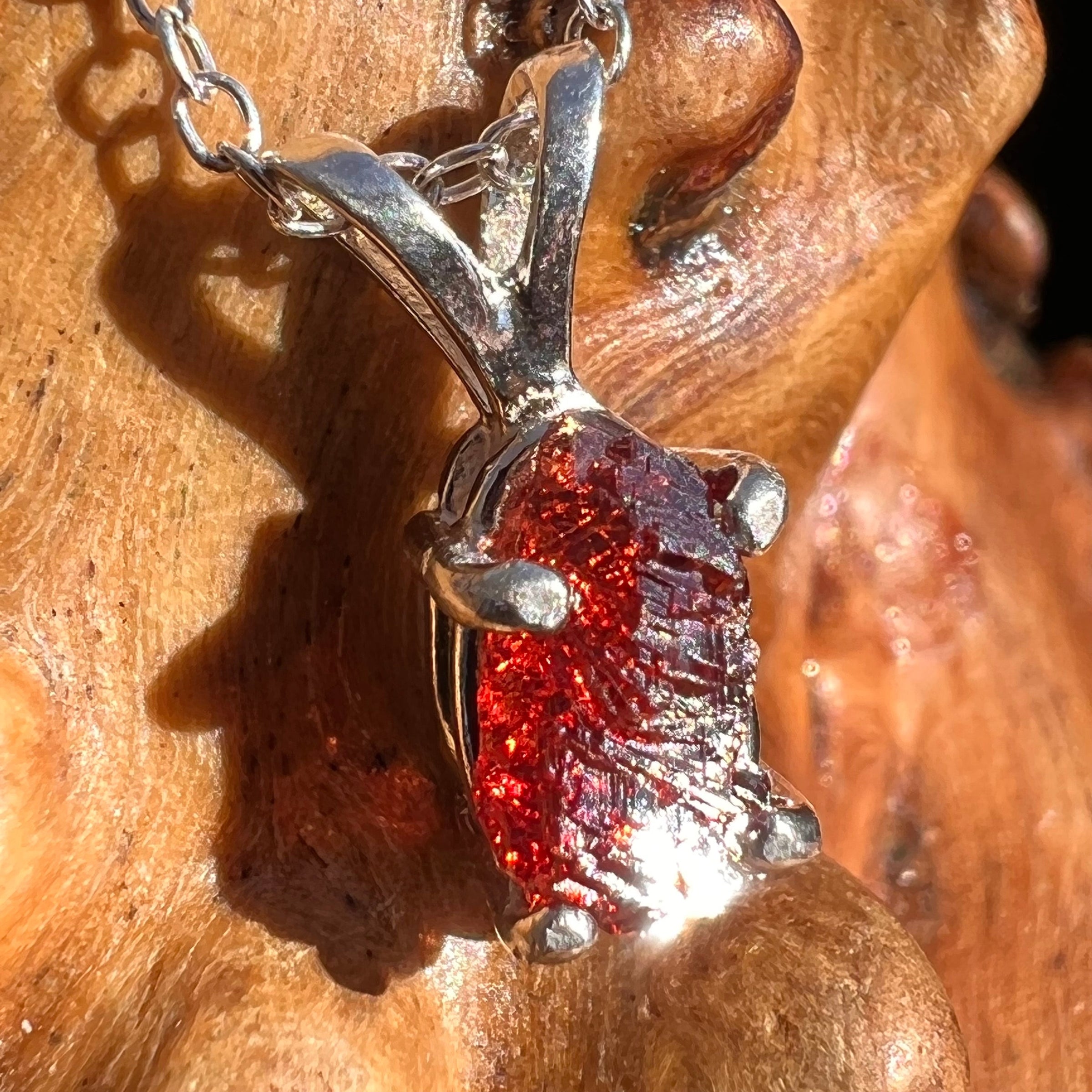 Spessartine Garnet Pendant Necklace Sterling Silver #3514-Moldavite Life
