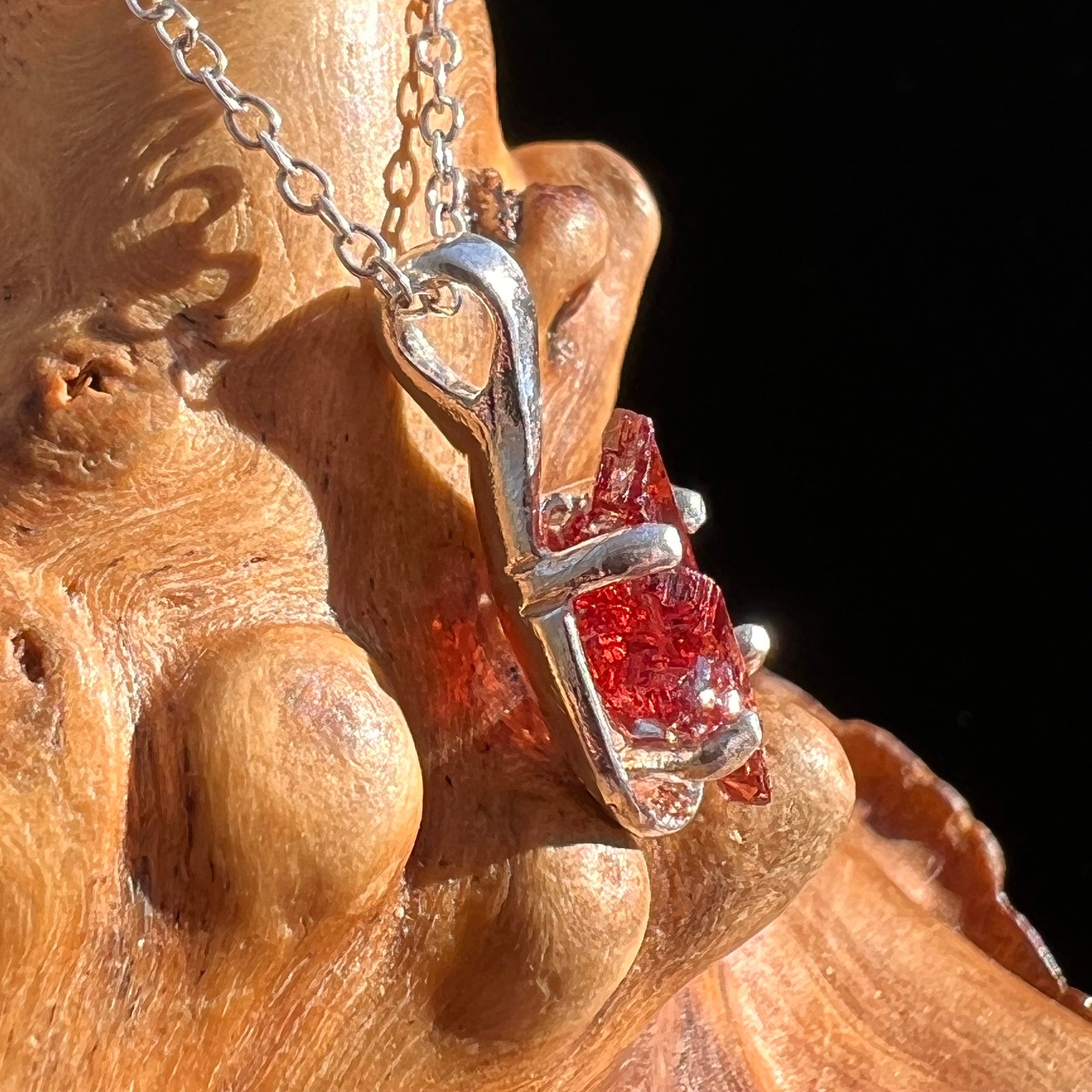 Spessartine Garnet Pendant Necklace Sterling Silver #3515-Moldavite Life