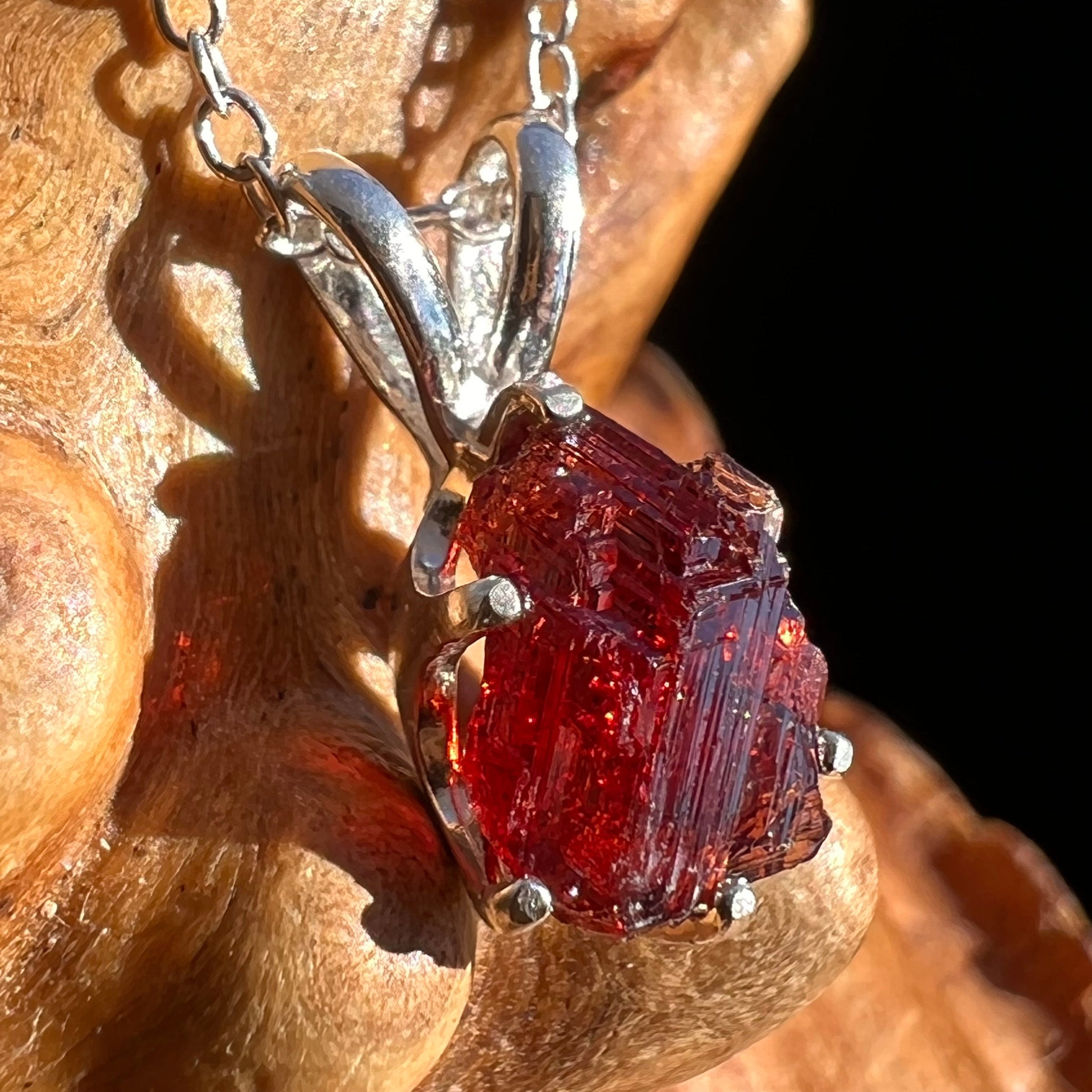 Spessartine Garnet Pendant Necklace Sterling Silver #3524-Moldavite Life