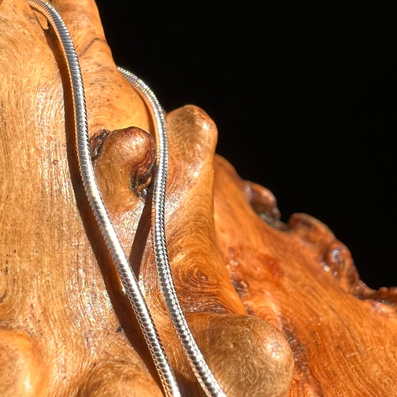 Sterling Silver Round Snake Chain Necklace-Moldavite Life