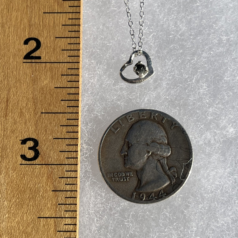 Tatahouine Meteorite Heart Necklace Sterling Silver 20041-Moldavite Life