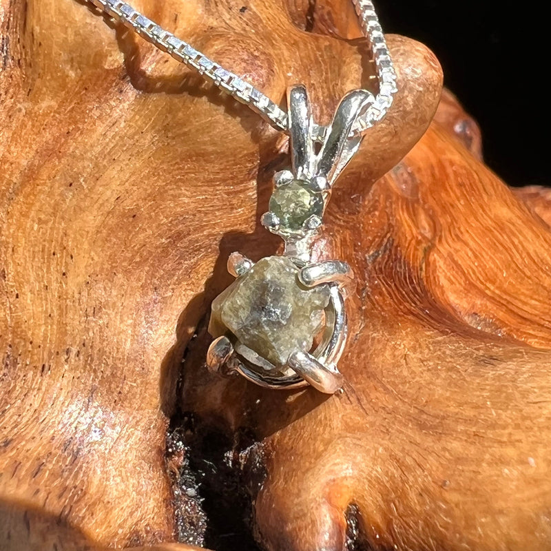 Tatahouine Meteorite Moldavite Necklace Silver #101-Moldavite Life
