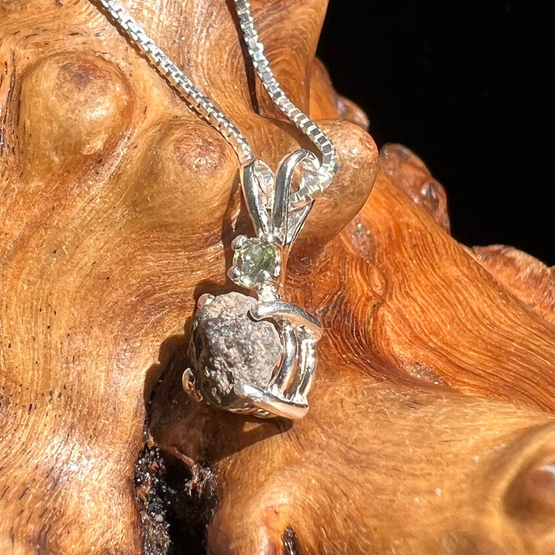 Tatahouine Meteorite Moldavite Necklace Silver #104-Moldavite Life