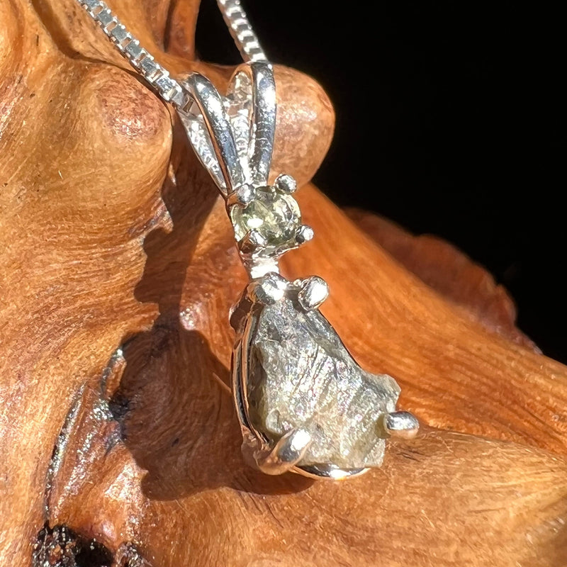 Tatahouine Meteorite Moldavite Necklace Silver #117-Moldavite Life
