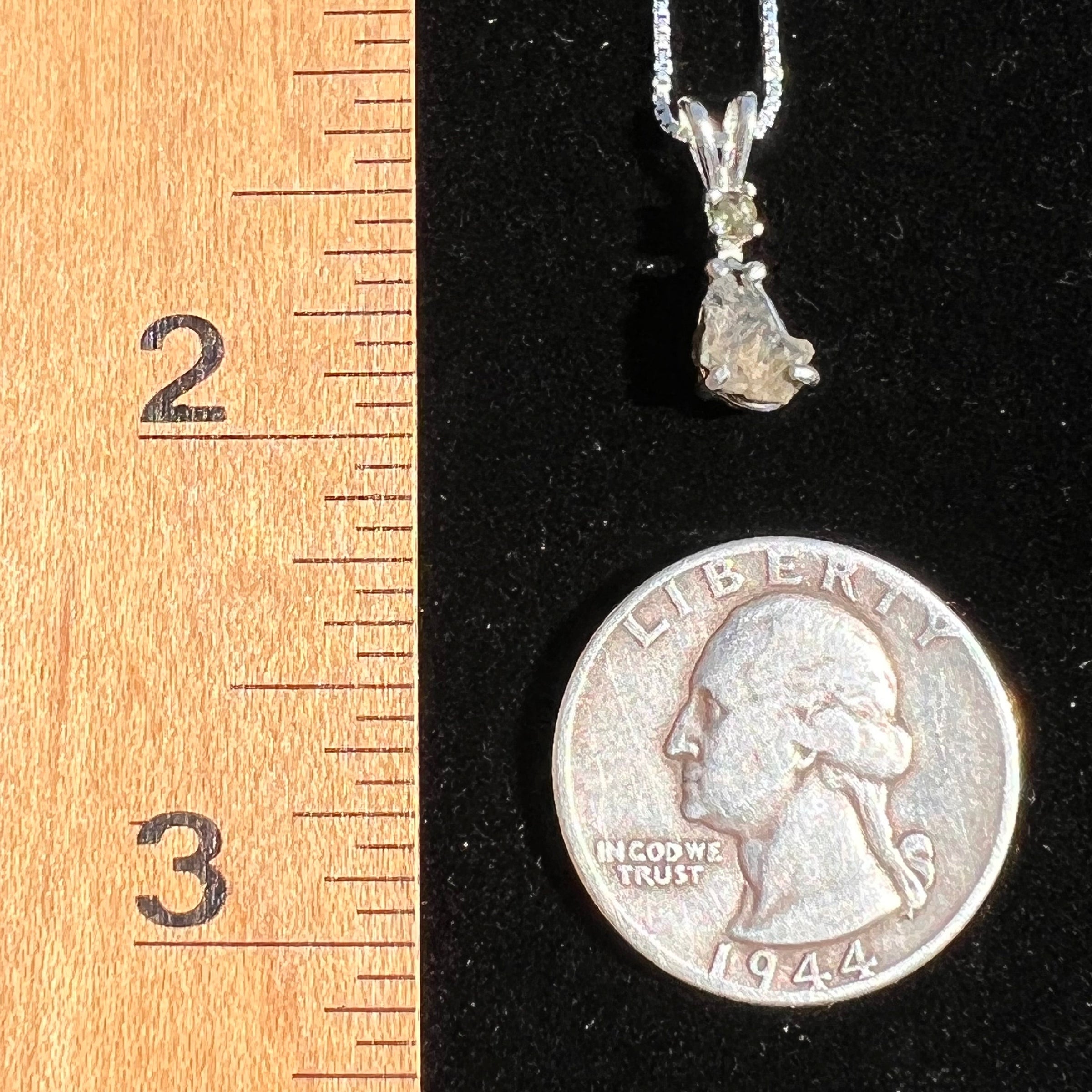 Tatahouine Meteorite Moldavite Necklace Silver #117-Moldavite Life