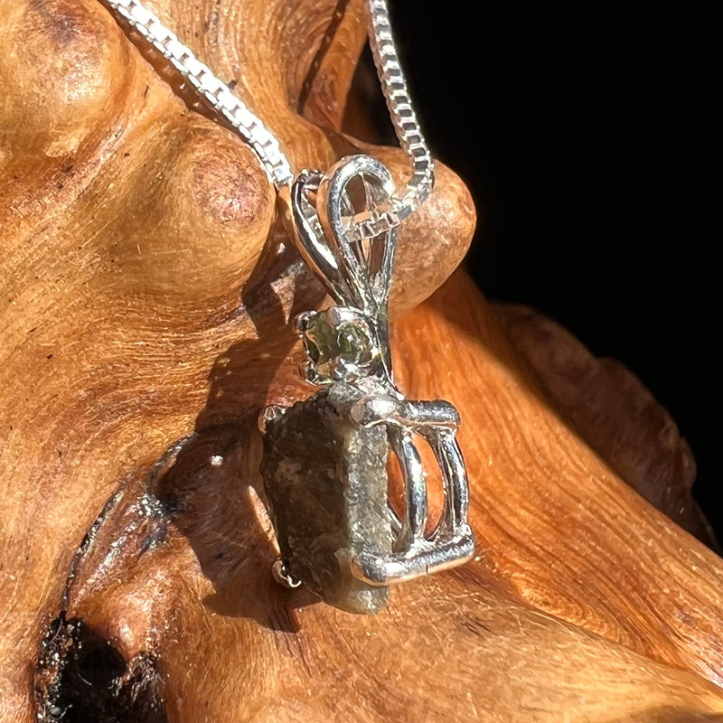 Tatahouine Meteorite Moldavite Necklace Silver #119-Moldavite Life