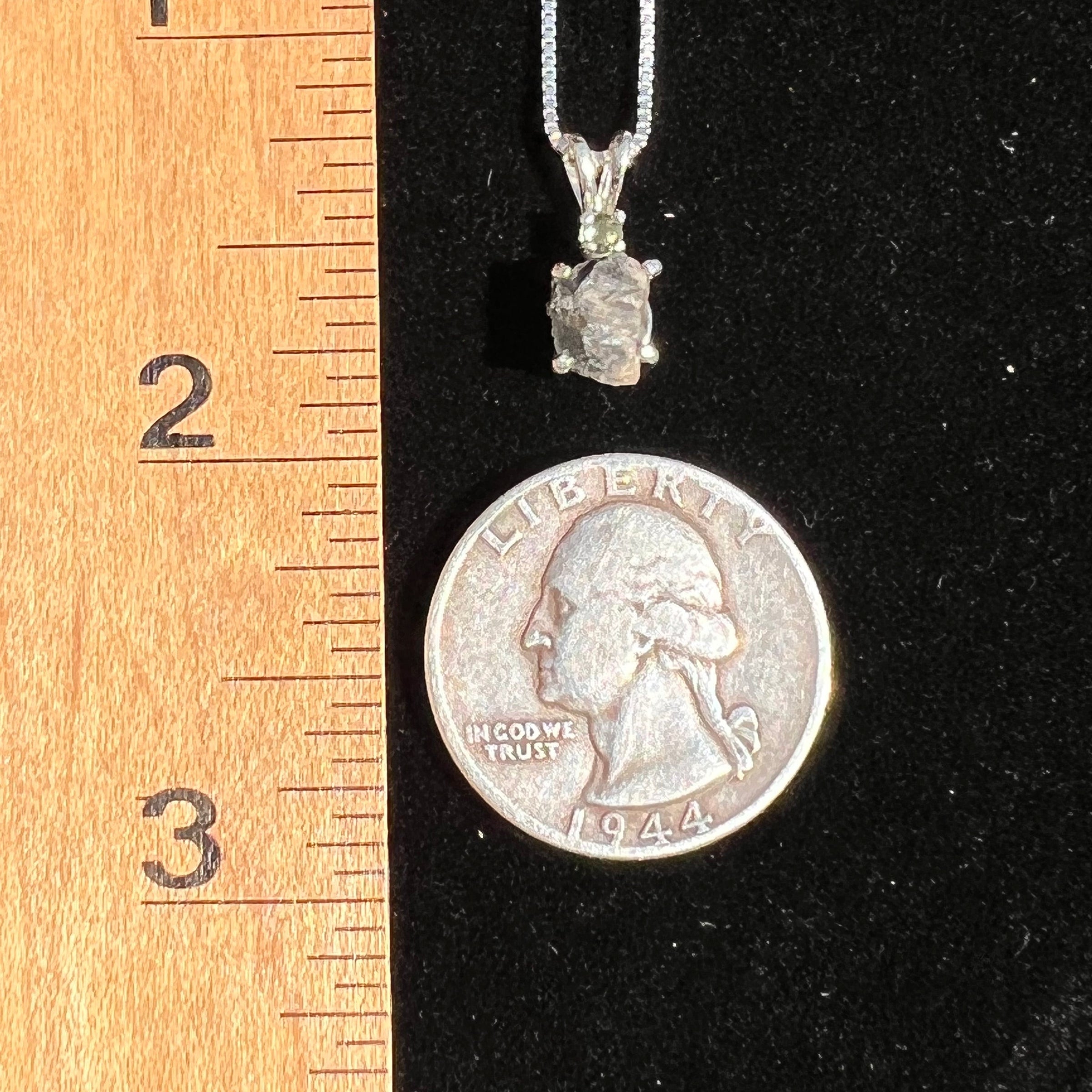Tatahouine Meteorite Moldavite Necklace Silver #119-Moldavite Life