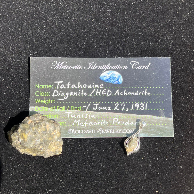 Tatahouine Meteorite Pendant Sterling #115-Moldavite Life