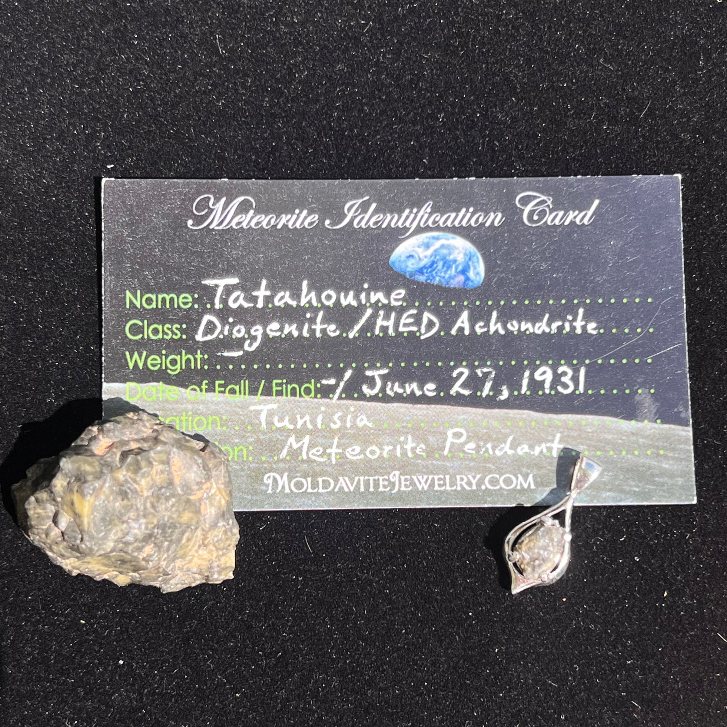 Tatahouine Meteorite Pendant Sterling #134-Moldavite Life